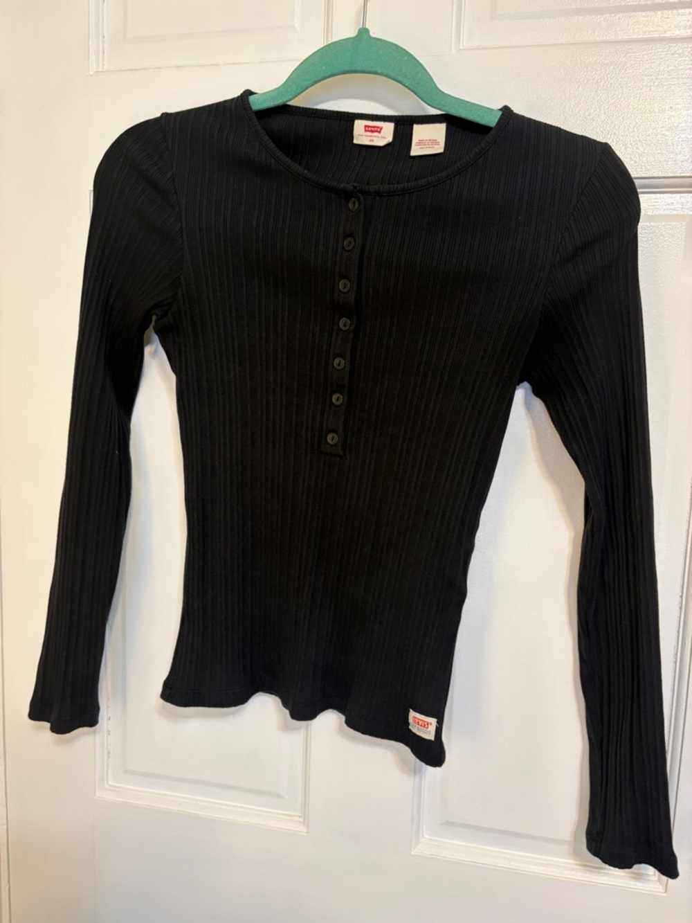 Levi's Black Ribbed Long Sleeve Henley Top